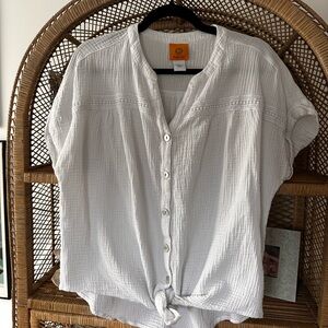 Ruby Rd. Textured White Button-Down Shirt